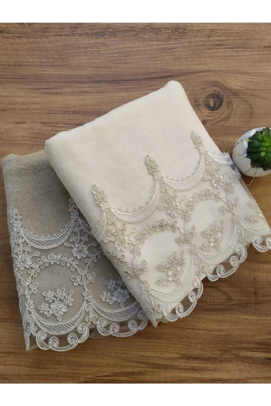 Çeyizlik Fabella Kadife El Ve Yüz Havlu Seti 2'li 50/90cm - 2