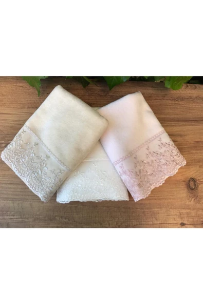 Lina Fransız Dantelli 3’lü Havlu Takımı 50&90 ürün görseli 1