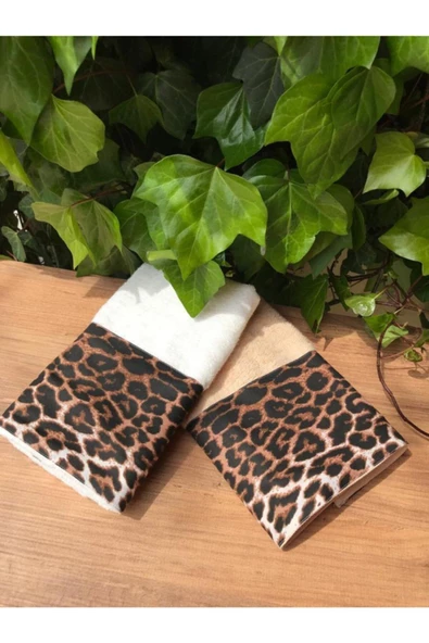 2’li Kadife El Yüz Havlısu Leopar Desenli