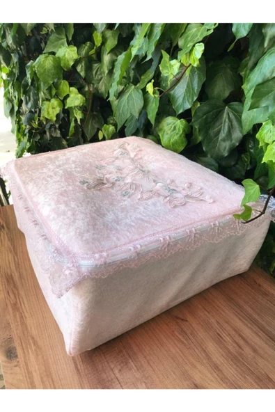 Bohça Nişan Hurcu Çeyizlik Kadife Hurç Pudra 50&40 - 3