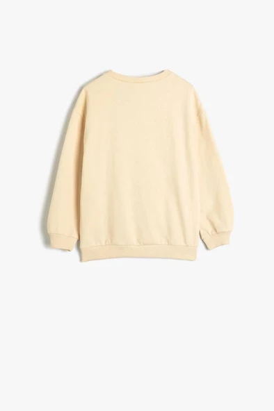Koton Kız Bebek Dinozorlu Sweatshirt Bisiklet Yaka Uzun Kollu Şardonlu Pamuklu - 2