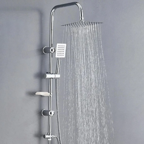 Robot Tepe Duş Seti Takımı Shower Yağmurlama Kare Banyo Masaj Duş Başlığı Sistemi Krom - 8