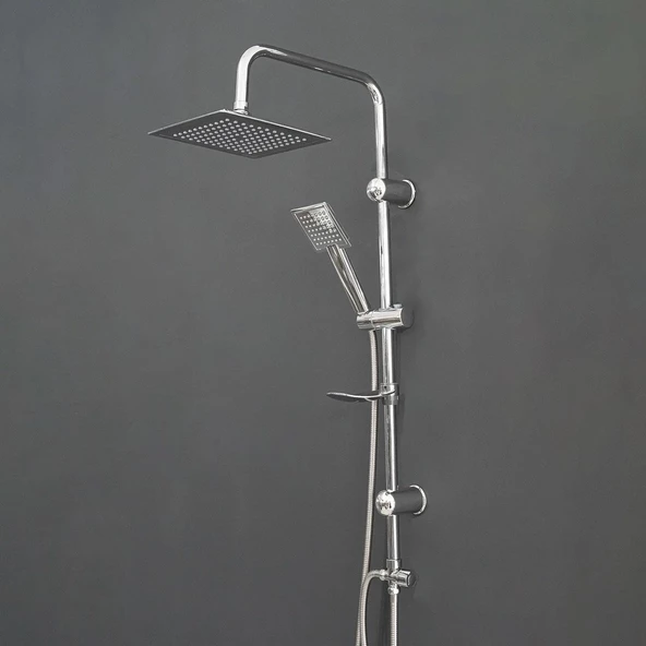 Robot Tepe Duş Seti Takımı Shower Yağmurlama Kare Banyo Masaj Duş Başlığı Sistemi Krom - 7