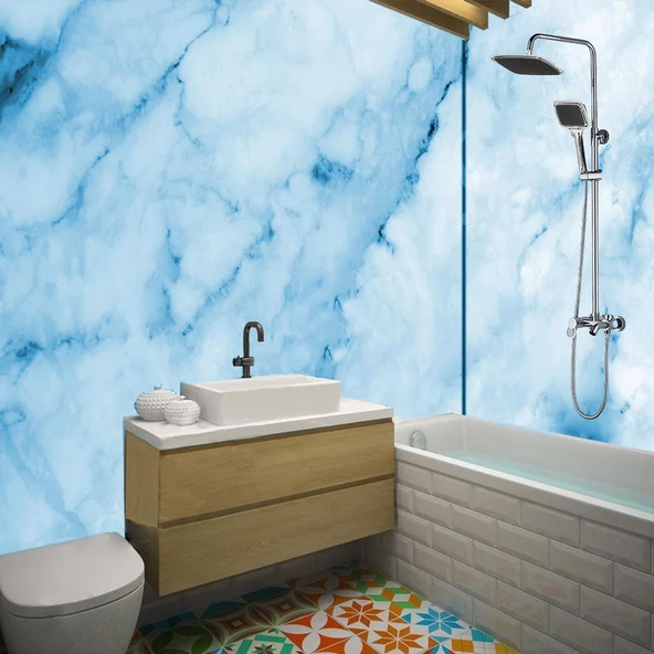 Robot Tepe Duş Seti Takımı Shower Yağmurlama Kare Banyo Masaj Duş Başlığı Sistemi Siyah Krom - Resim 2