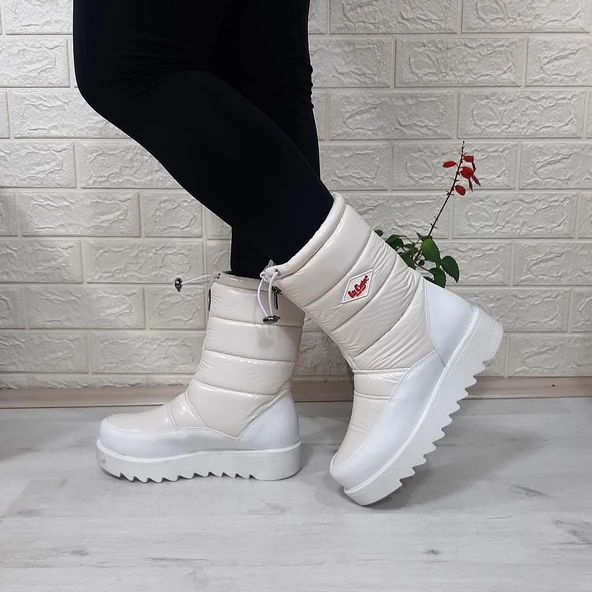 Lee Cooper 31190 Beyaz Kaymaz İçi Kürklü Önden Fermuarlı Kar Botu - 5
