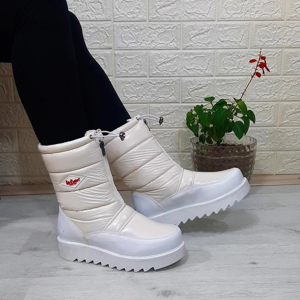Lee Cooper 31190 Beyaz Kaymaz İçi Kürklü Önden Fermuarlı Kar Botu - 2
