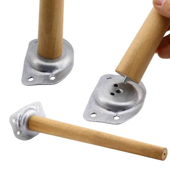 Ünite Konsol Puf Tabure Ahşap Mobilya Ayağı M8 Civata 20 Cm Ayakları Bağlantı Aparatı 8'li Set - Resim 8