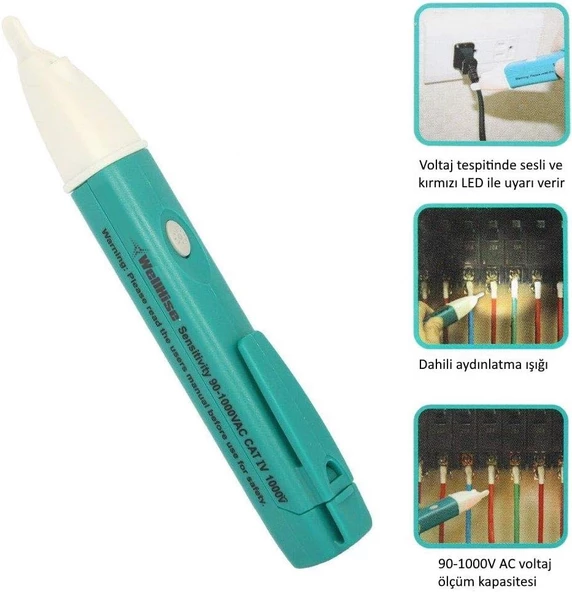 WellHise Temassız AC Kontrol Kalemi Temassız Voltaj Test Kalemi - 4