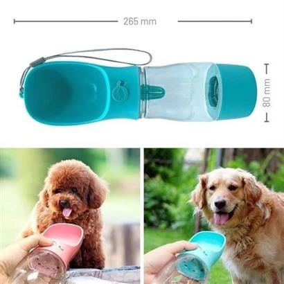 Taşınabilir Mama Hazneli Evcil Hayvan Suluğu Seyahat Kabı Kilitlenebilen Su Sızdırmaz 380ML - 4