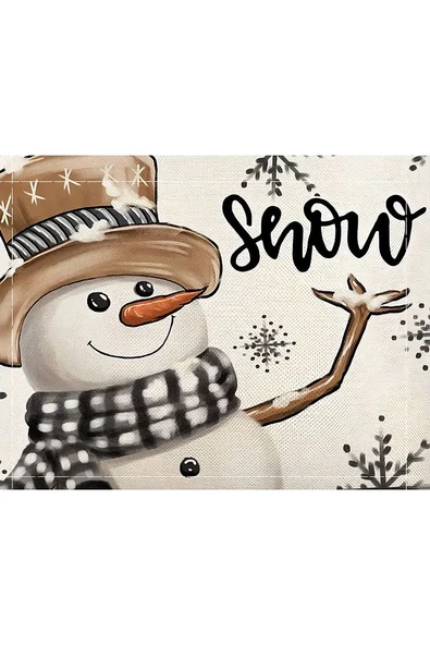 Snow Kardan Adam Desenli Amerikan Servisi Dikdörtgen 35 x 50 cm