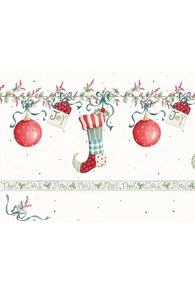 Vintage Christmas no:1 Desenli Amerikan Servisi Dikdörtgen 35 x 50 cm