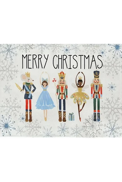 Merry Christmas Desenli Amerikan Servisi Dikdörtgen 35 x 50 cm