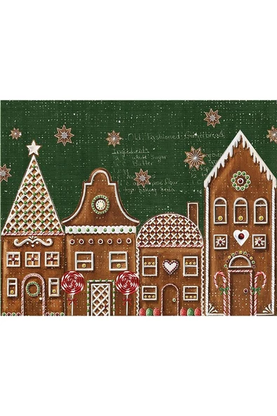 Kurabiye Evler Desenli Amerikan Servisi Dikdörtgen 35 x 50 cm