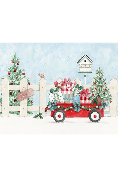 Vintage Christmas no:6 Desenli Amerikan Servisi Dikdörtgen 35 x 50 cm