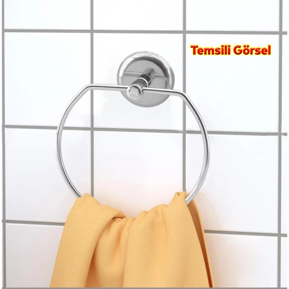 Vidalı Bez Havluluk Aparatı Lavabo Banyo Mutfak Bez Havlu Askısı Krom Paslanmaz Metal - 4