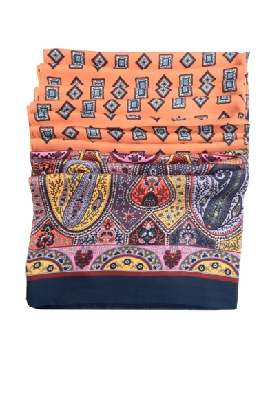 Erkek Şal ve Geometrik Desenli Pamuk Fular - 5