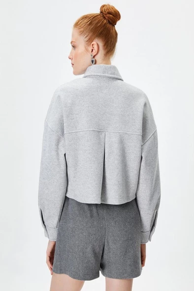 Koton Gömlek Ceket Kapaklı Çift Cep Yumuşak Dokulu Rahat Kalıp - 4