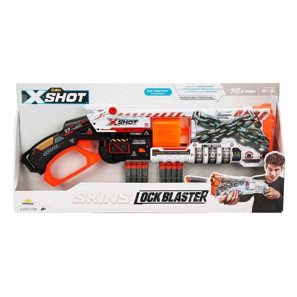 36606 X-Shot Skins Lock Blaster 16 Mermili Sünger Dart Atan Silah 56 cm -Sunman