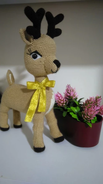 Amigurumi El İşi Doğal Oyuncak Yılbaşı Geyiği Puzzy - 6