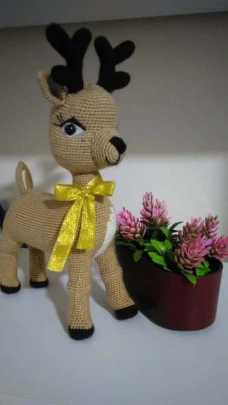 Amigurumi El İşi Doğal Oyuncak Yılbaşı Geyiği Puzzy - 7
