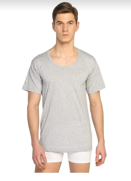 SEHER YILDIZI 0002 ERKEK BİSİKLET YAKA FANİLA 6 ADET  M GRİ - 2