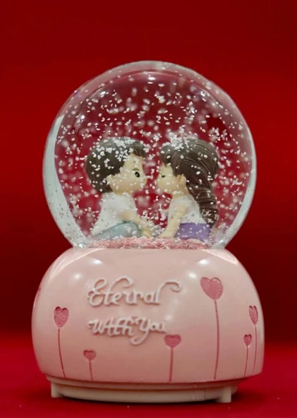 Romantik Sevgili Kalp Desenli Müzikli Kar Küresi  Mls-222 - 3