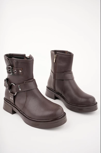 Muggo OSHO Garantili Fermuarlı Kemer Detaylı Kadın Kışlık Bot - Resim 12