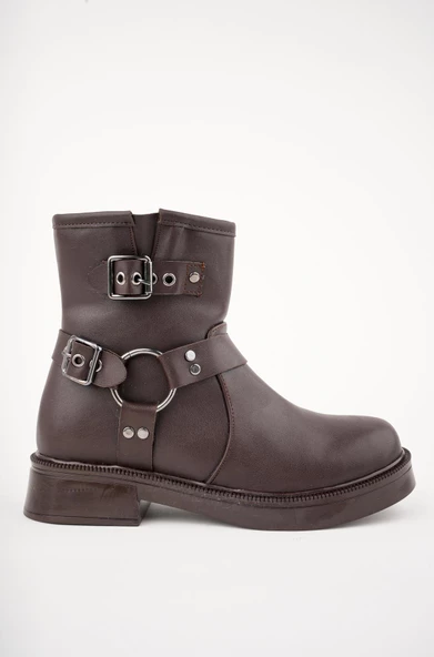 Muggo OSHO Garantili Fermuarlı Kemer Detaylı Kadın Kışlık Bot - Resim 10