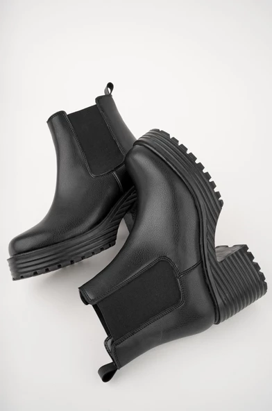 Muggo MACHA Garantili Kalın Taban Platform Topuklu Kadın Bot - 5