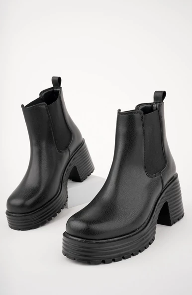 Muggo MACHA Garantili Kalın Taban Platform Topuklu Kadın Bot - 7