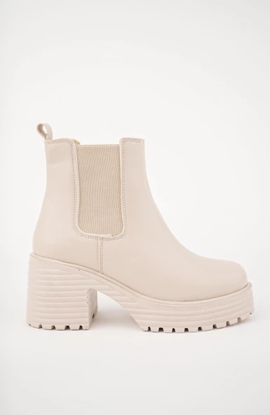 Muggo MACHA Garantili Kalın Taban Platform Topuklu Kadın Bot - 10