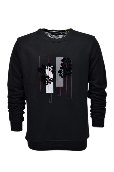 Erkek Baskılı Spor Sıfır Yaka Sweatshirt R2201 BGL-ST03191 - Resim 3