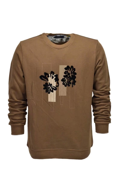 Erkek Baskılı Spor Sıfır Yaka Sweatshirt R2201 BGL-ST03191 - Resim 5