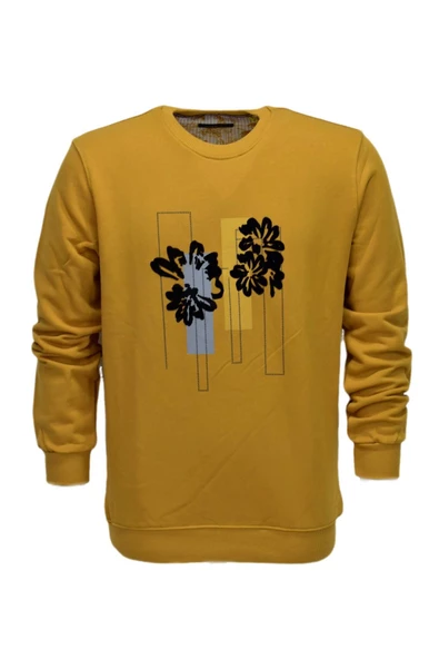 Erkek Baskılı Spor Sıfır Yaka Sweatshirt R2201 BGL-ST03191 - Resim 4