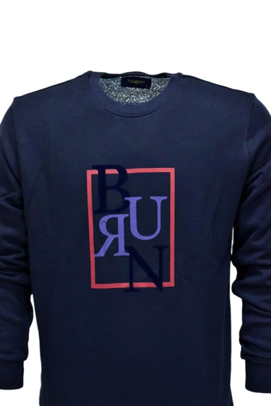 Erkek Baskılı Spor Sıfır Yaka Sweatshirt R2202 BGL-ST03189 - 11