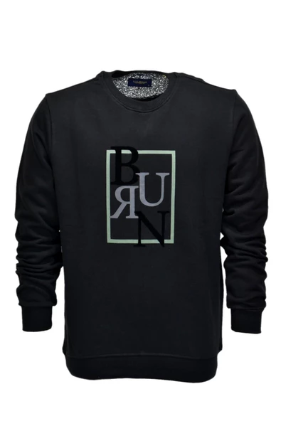 Erkek Baskılı Spor Sıfır Yaka Sweatshirt R2202 BGL-ST03189 - 1