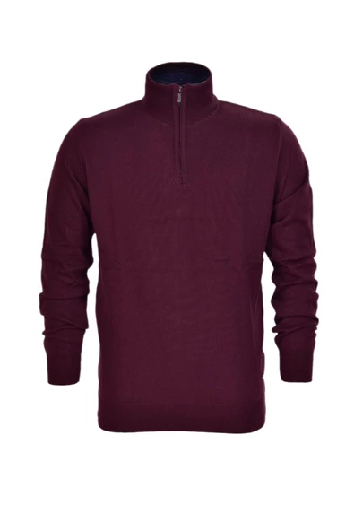 Erkek Spor Düz Fermuarlı Yaka Kazak R22949 BGL-ST03181 - Resim 5