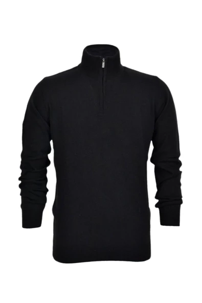 Erkek Spor Düz Fermuarlı Yaka Kazak R22949 BGL-ST03181 - Resim 3