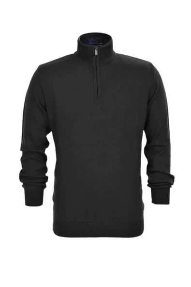 Erkek Spor Düz Fermuarlı Yaka Kazak R22949 BGL-ST03181 - Resim 7