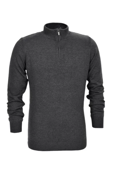 Erkek Spor Düz Fermuarlı Yaka Kazak R22949 BGL-ST03181 - Resim 8