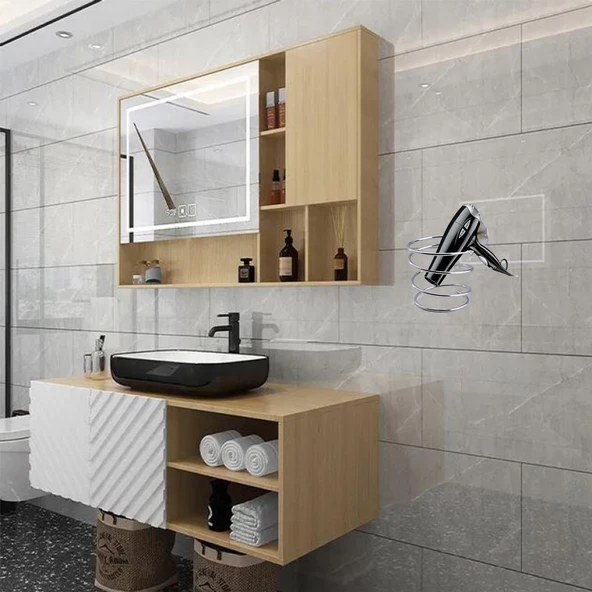 Banyo Lavabo Kuaför Salonu Berber Fön Makina Asma Saç Kurutma Makinası Metal Aparat Askısı - Resim 4