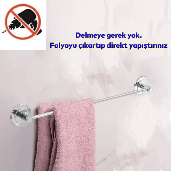 Yapışkanlı Lavabo Banyo Mutfak Metal Krom Bez Havluluk Bez Havlu Standı Askısı Paslanmaz 42 cm - Resim 3