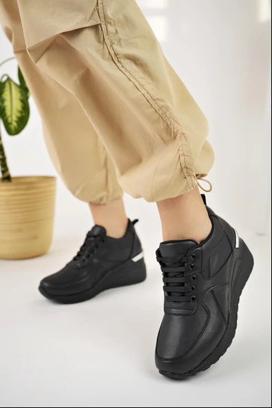 Muggo NEPAL Garantili Kadın Ortopedik Yüksek Taban Günlük Bağcıklı Sneaker Spor Ayakkabı - 2