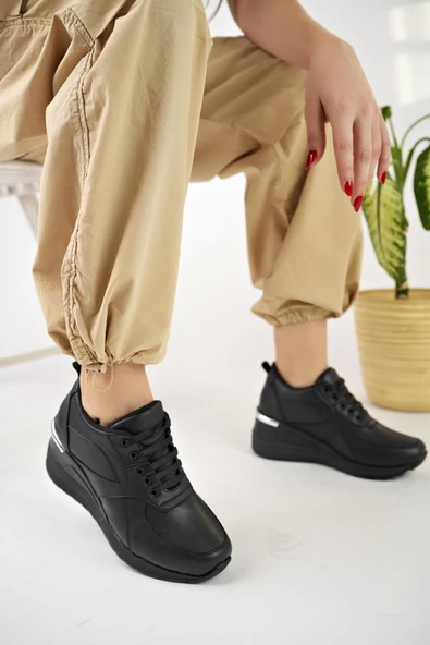 Muggo NEPAL Garantili Kadın Ortopedik Yüksek Taban Günlük Bağcıklı Sneaker Spor Ayakkabı - 3