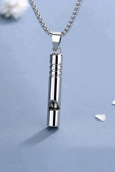 MuI MuI Acil Durum Düdüğü 316L Çelik Kararma Yapmaz Yüksek Desibel Kolye Unisex - 4