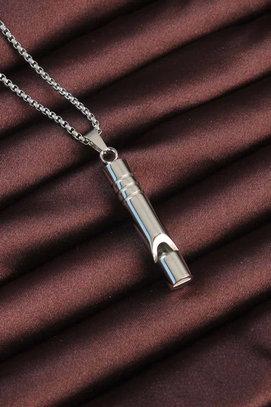 MuI MuI Acil Durum Düdüğü 316L Çelik Kararma Yapmaz Yüksek Desibel Kolye Unisex - 5