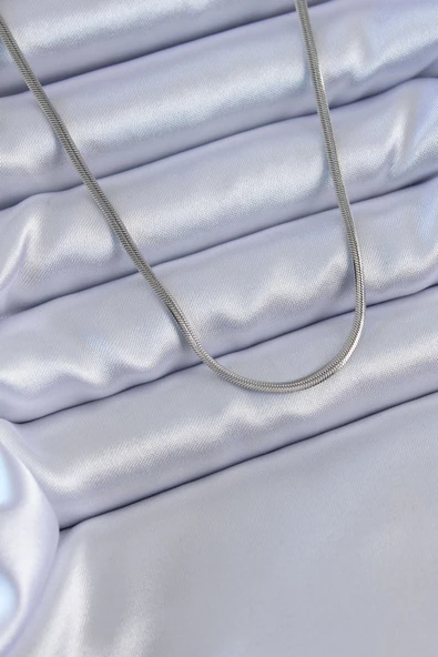 MuI MuI 316L Çelik Gümüş Renk İnce İtalyan Zincir Model 60 cm Kadın Kolye