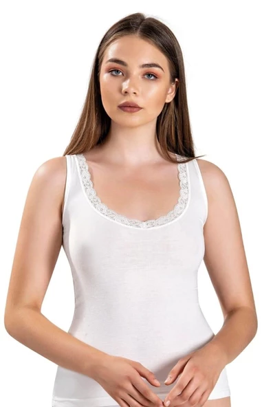 JİBER 617 BAYAN V YAKA GENİŞ ASKILI DANTELLİ ATLET 12 ADET ürün görseli