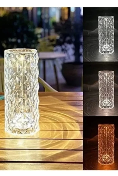 Projeksiyon Masa Lambası Kristal Elmas Led Dokunmatik Sensör Usb Şarj Bar Restoran Masa Lambası - 3