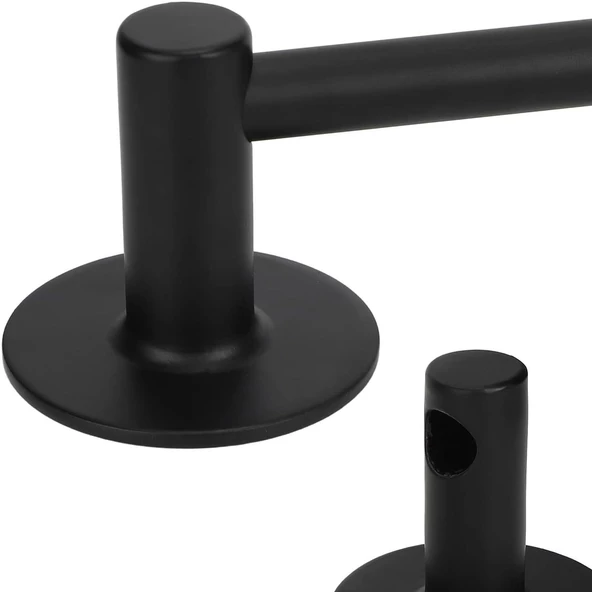 Vidalı Askılık Sağlam Askı Metal Siyah Bez Havlu Asma Askısı Aparatı 42 cm Banyo Lavabo - 5